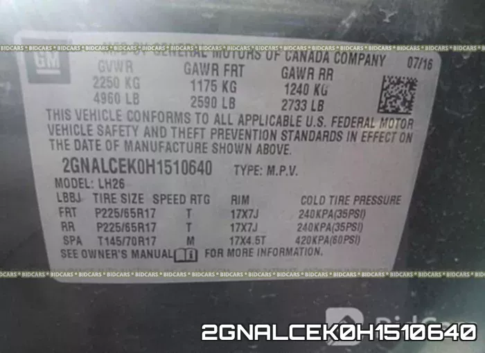 2GNALCEK0H1510640 фото 10