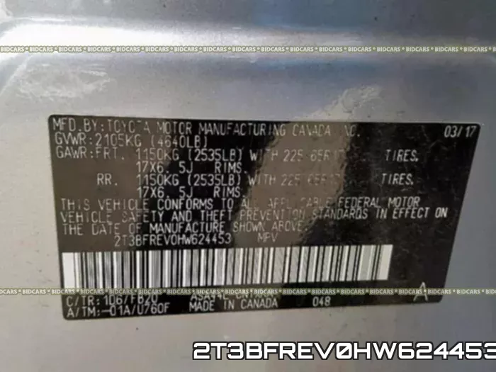 2T3BFREV0HW624453 фото 2