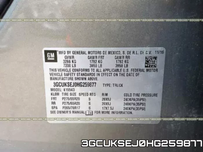 3GCUKSEJ0HG259877 фото 2