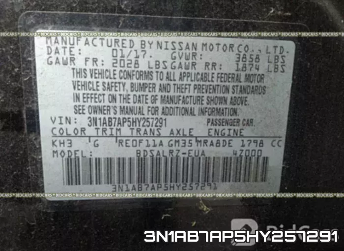3N1AB7AP5HY257291 фото 10