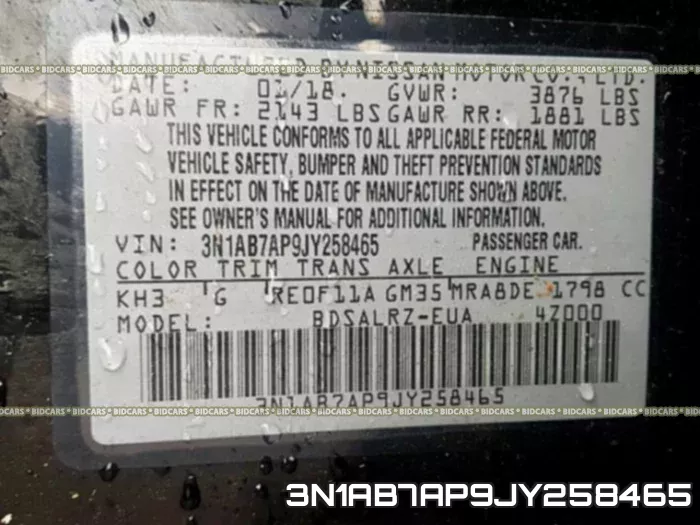 3N1AB7AP9JY258465 фото 2