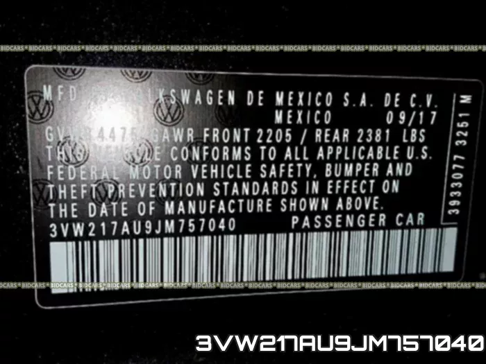 3VW217AU9JM757040 фото 2