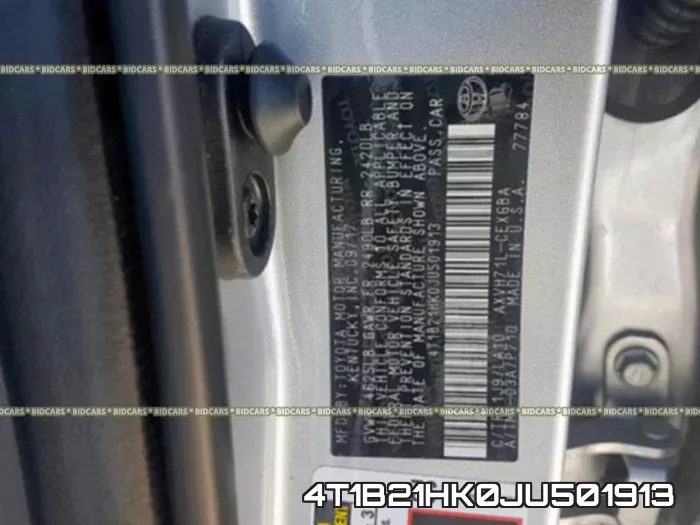 4T1B21HK0JU501913 фото 2