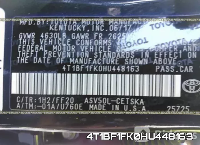 4T1BF1FK0HU448163 фото 10