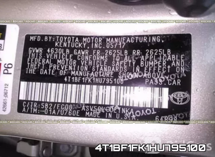 4T1BF1FK1HU795100 фото 10