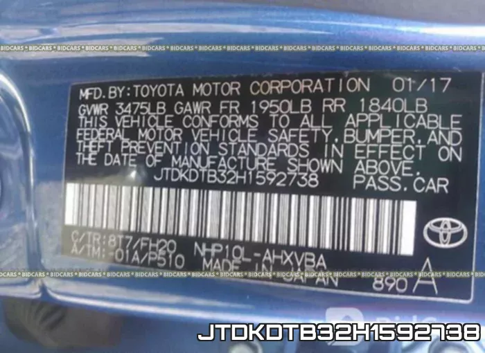 JTDKDTB32H1592738 фото 10