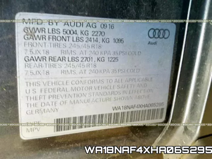 WA18NAF4XHA065295 фото 2