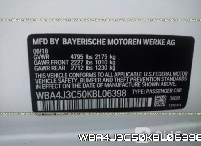 WBA4J3C50KBL06398 фото 10