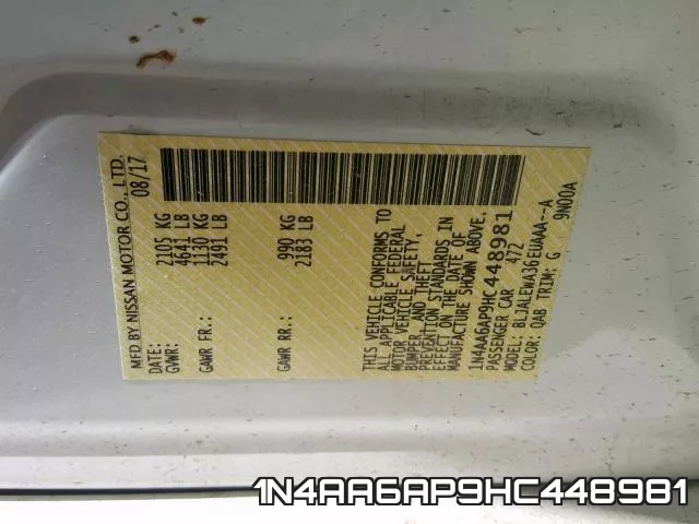 1N4AA6AP9HC448981 фото 2