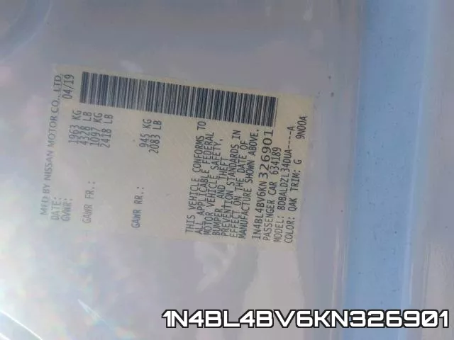 1N4BL4BV6KN326901 фото 2