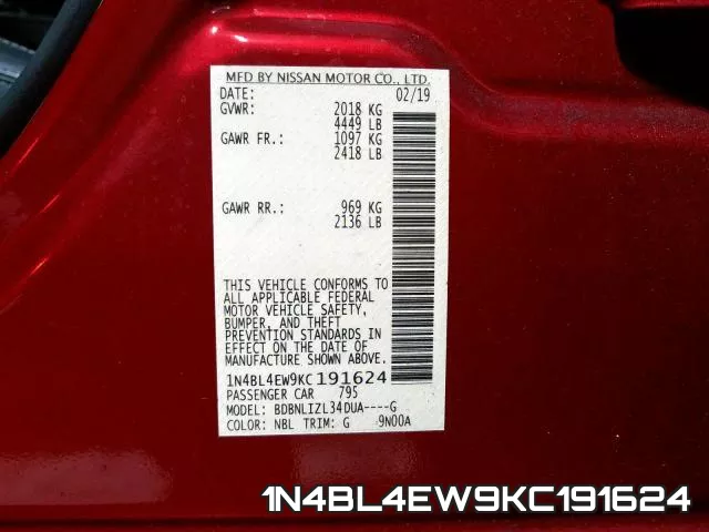1N4BL4EW9KC191624 фото 2