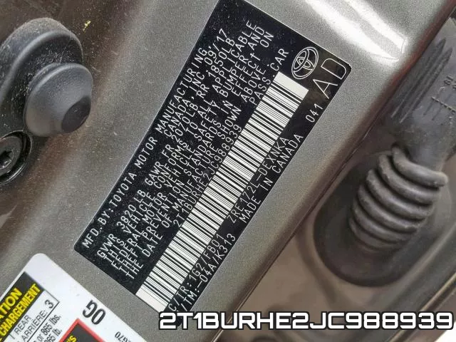 2T1BURHE2JC988939 фото 2