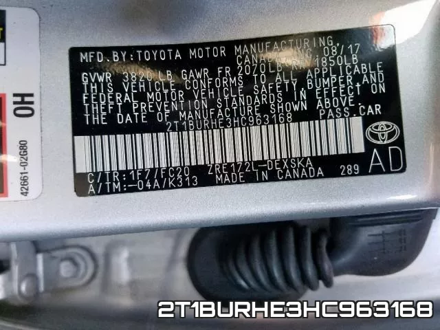 2T1BURHE3HC963168 фото 2
