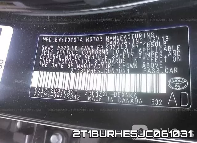 2T1BURHE5JC061031 фото 10