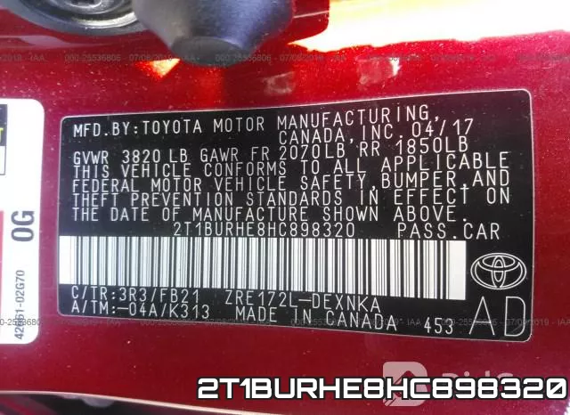 2T1BURHE8HC898320 фото 10