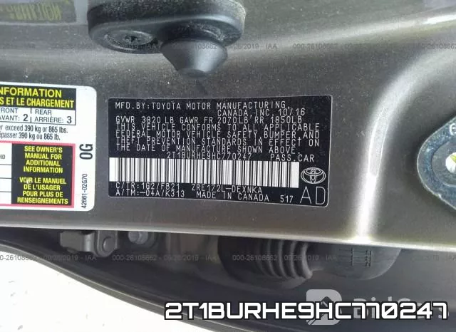 2T1BURHE9HC770247 фото 9