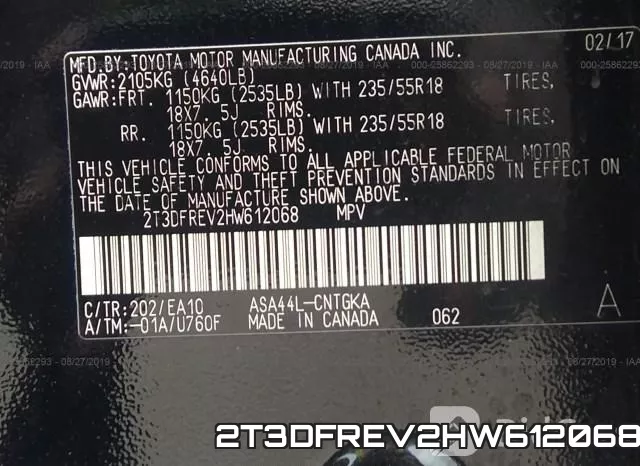 2T3DFREV2HW612068 фото 10