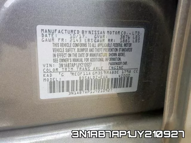 3N1AB7AP1JY210927 фото 2