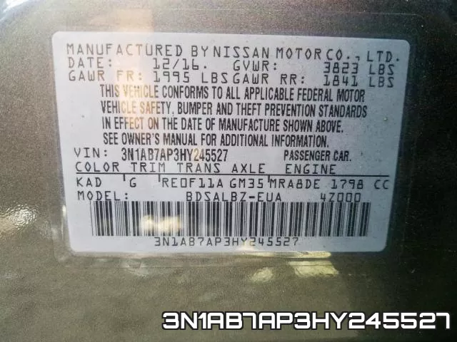 3N1AB7AP3HY245527 фото 2