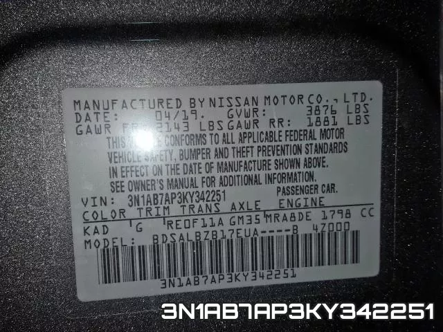 3N1AB7AP3KY342251 фото 2