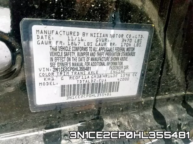 3N1CE2CP0HL355481 фото 2
