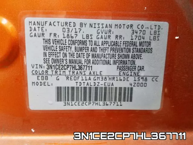 3N1CE2CP7HL367711 фото 2