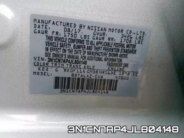 3N1CN7AP4JL804148 фото 2