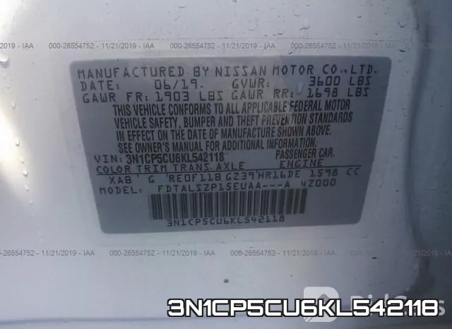3N1CP5CU6KL542118 фото 10