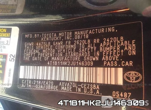 4T1B11HK2JU146309 фото 10