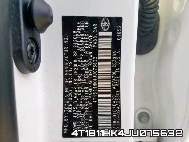 4T1B11HK4JU075632 фото 2