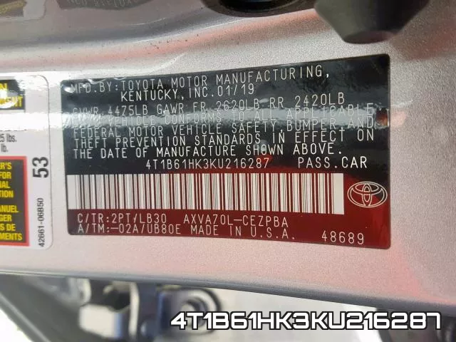 4T1B61HK3KU216287 фото 2