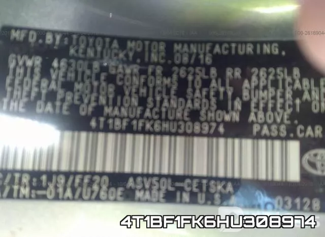 4T1BF1FK6HU308974 фото 7
