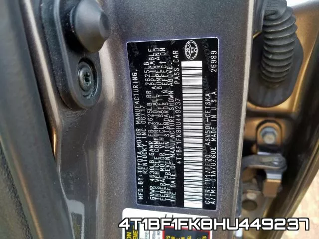 4T1BF1FK8HU449237 фото 2