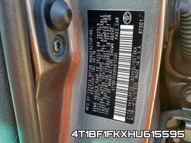 4T1BF1FKXHU615595 фото 2