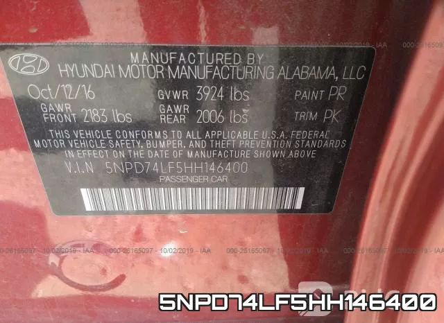 5NPD74LF5HH146400 фото 10