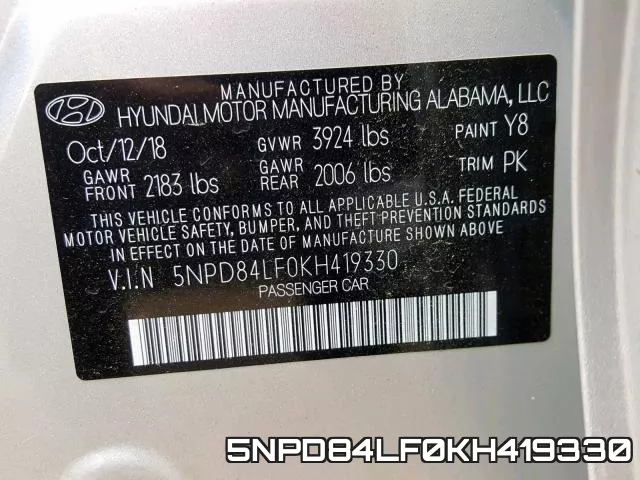 5NPD84LF0KH419330 фото 2