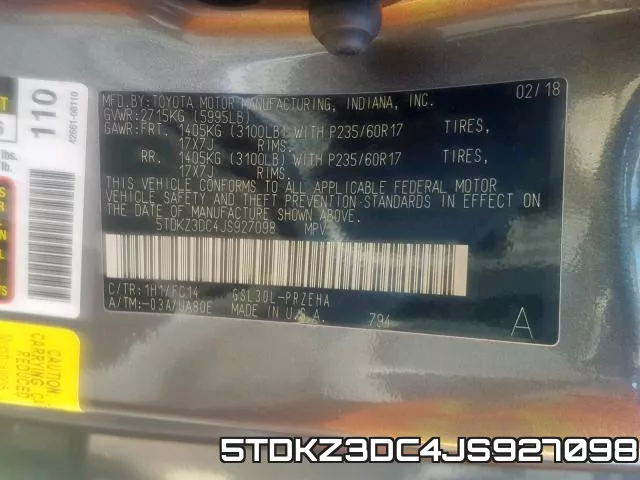 5TDKZ3DC4JS927098 фото 2