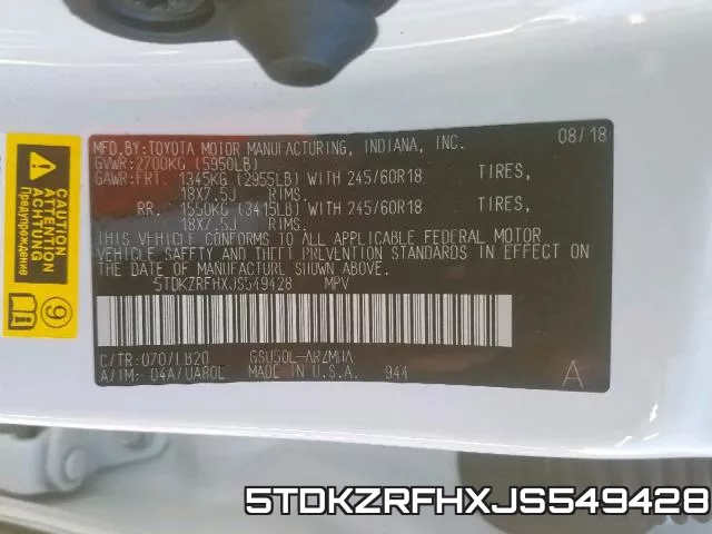 5TDKZRFHXJS549428 фото 2