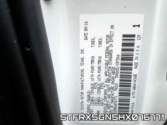 5TFRX5GN5HX076771 фото 2