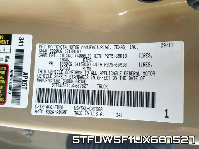 5TFUW5F11JX687527 фото 2
