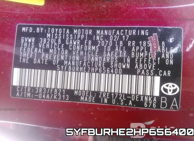 5YFBURHE2HP656400 фото 9