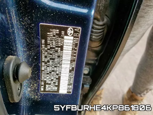 5YFBURHE4KP861806 фото 2