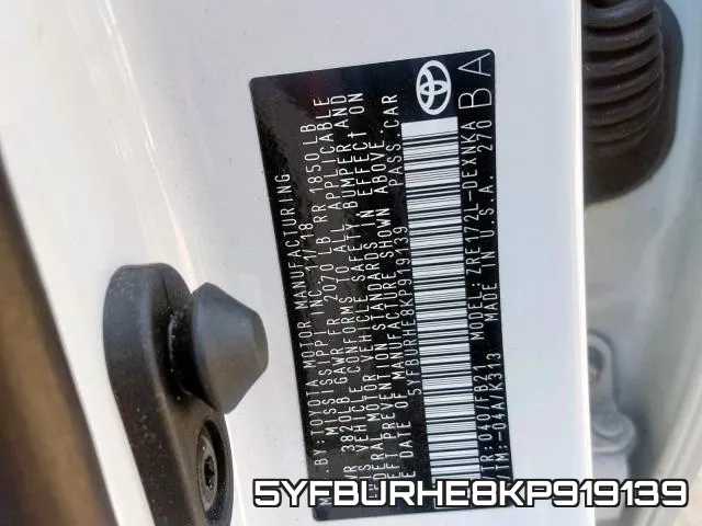 5YFBURHE8KP919139 фото 2