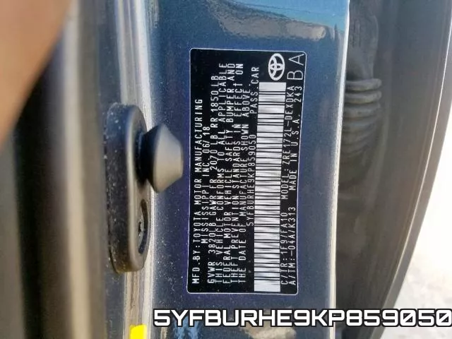 5YFBURHE9KP859050 фото 2