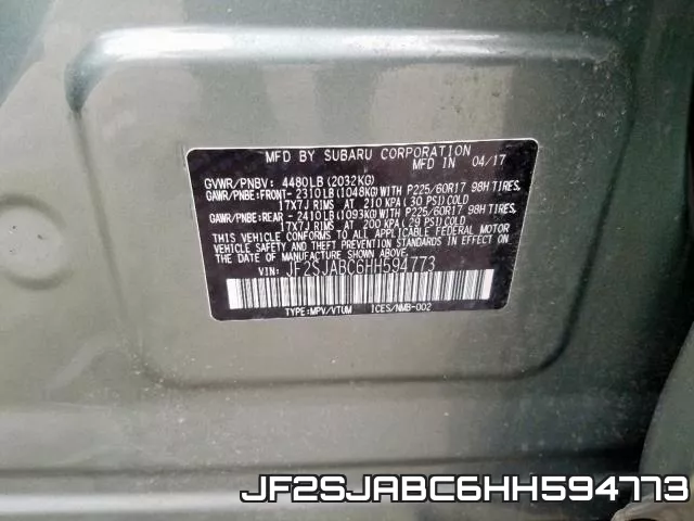 JF2SJABC6HH594773 фото 2