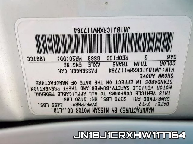 JN1BJ1CRXHW117764 фото 2