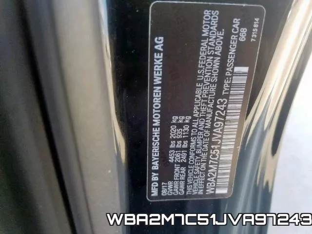 WBA2M7C51JVA97243 фото 2