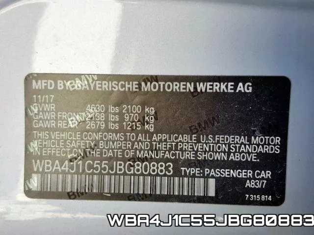 WBA4J1C55JBG80883 фото 2