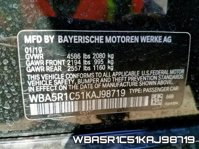 WBA5R1C51KAJ98719 фото 2