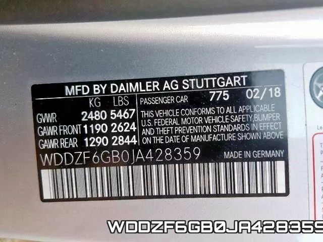 WDDZF6GB0JA428359 фото 2